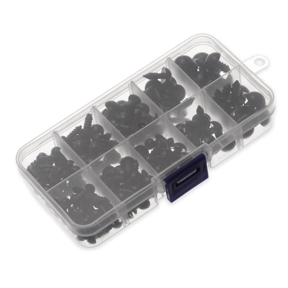 Set 100 / 150 Con Mắt Nhựa 6-12mm Trang Trí Búp Bê Màu Đen