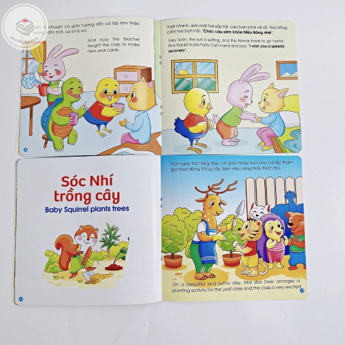 Sách - Truyện tranh Ehon Kỹ Năng Giao Tiếp Cho Bé 2 Tuổi Song Ngữ Kèm File Nghe có túi 10 cuốn
