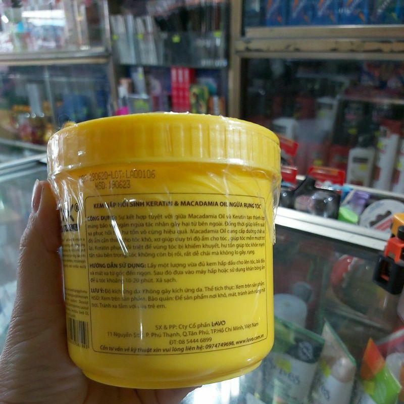 Kem hấp hồi sinh keratib&amp;macadamia oil ngừa rụng tóc Lavox 500ml-1000ml