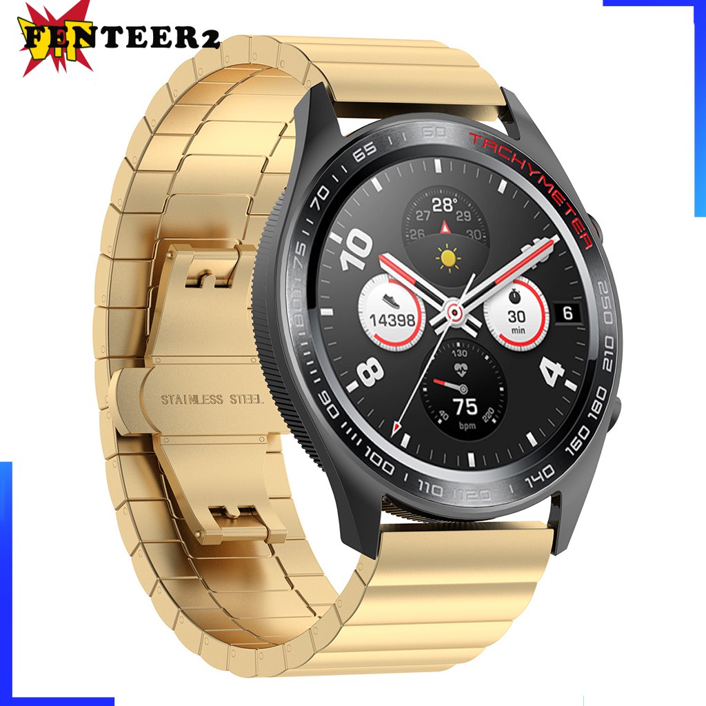 (fenteer2 3c) Dây Đeo Đồng Hồ Bằng Kim Loại 22mm Cho Huawei Hornor Magic / Watch Gt Đen