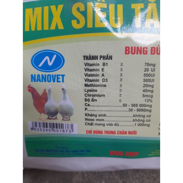 Siêu vỗ béo lợn trâu bò heo gà mix siêu tăng trọng vịt ngan ngỗng dê thỏ chó cừu cút an toàn vitamin khoáng premix acid