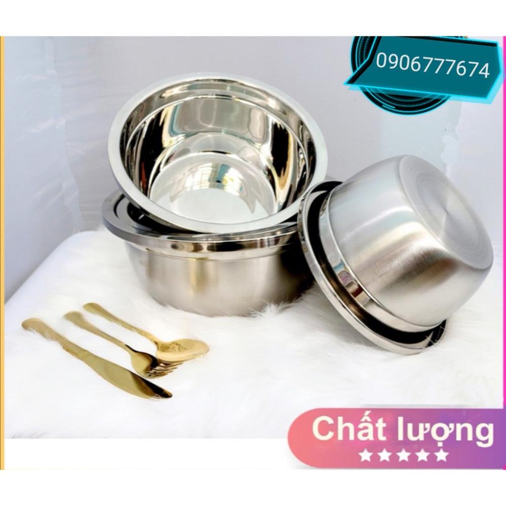 Thau trộn/ thố trộn/ âu trộn salad trộn bột inox cao cấp đủ size thau inox nhiều size cao cấp