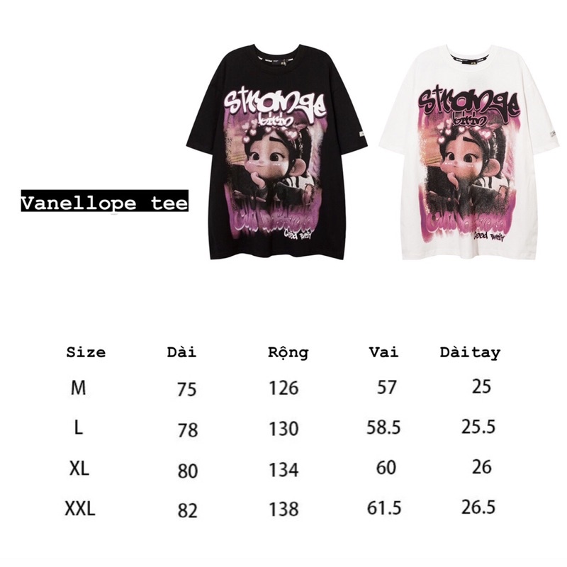 Áo thun tay lỡ chính hãng chất cotton thoáng mát, kiểu dáng oversize dài rộng - Vanellope tee