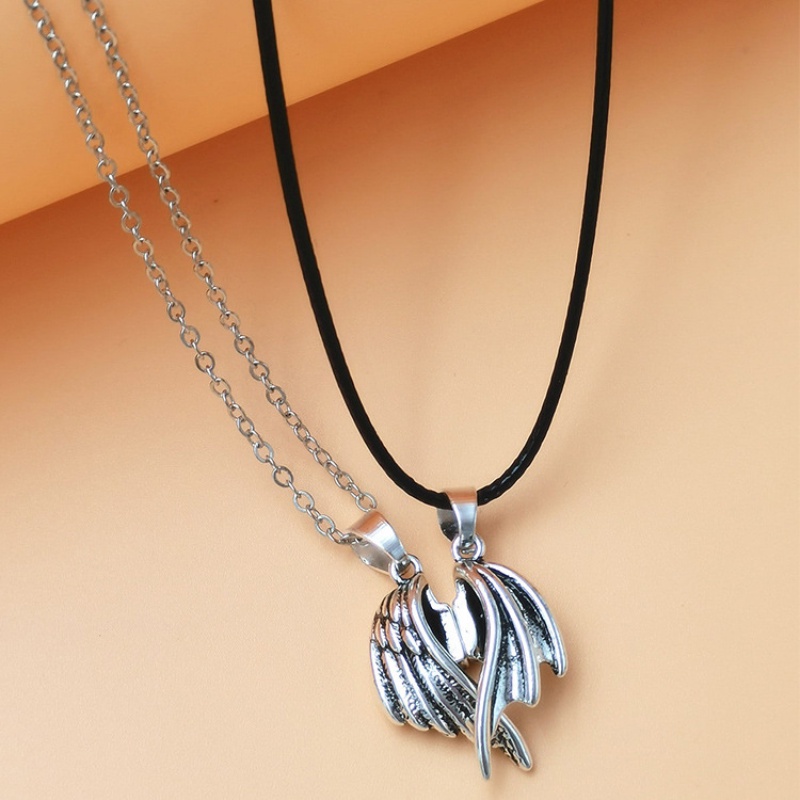 Set 2 Vòng cổ mặt hình đôi cánh thiên thần ác quỷ dành cho các cặp đôi