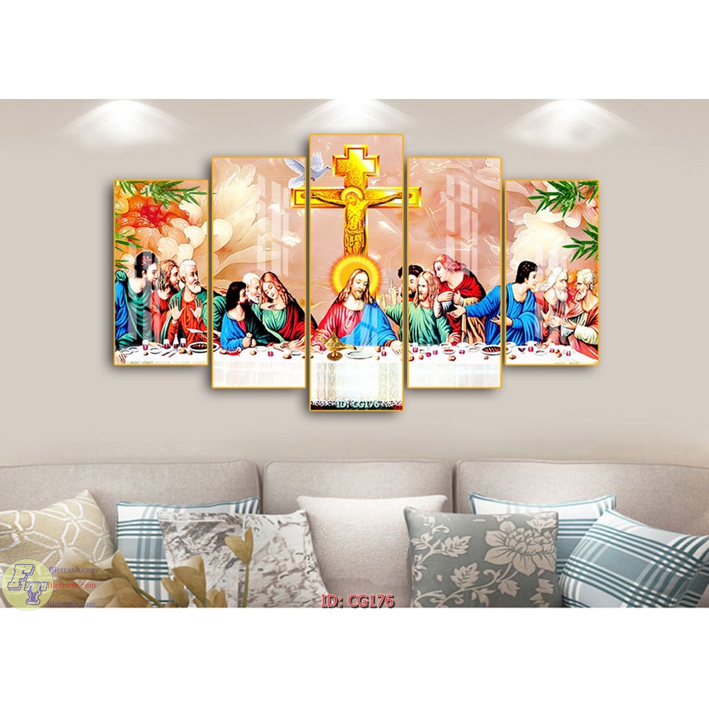 Set bộ 5 tranh bữa tiệc chia ly tráng gương CỰC ĐẸP RẺ tranh treo tường trang trí phòng khách công giáo