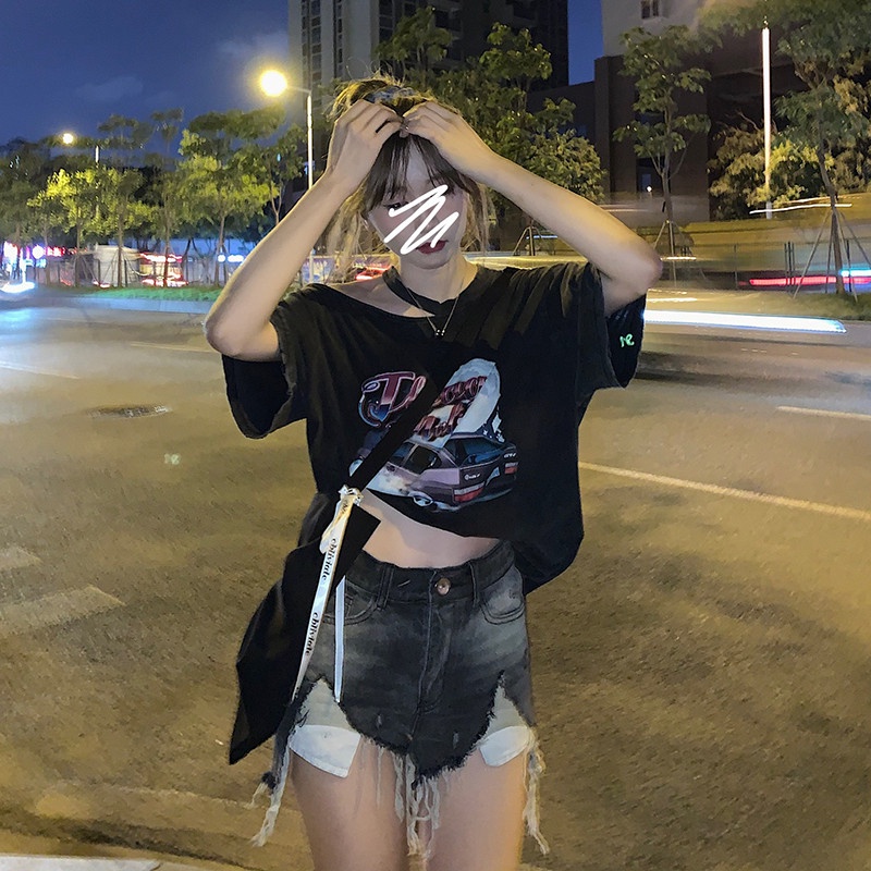 Quần short denim lưng cao thời trang dành cho nữ