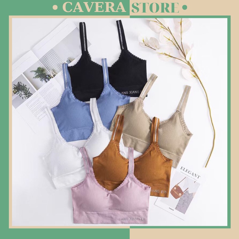 Áo bra cotton thun gân siêu mát mẻ, Bra Đệm dày 2p, cực nhẹ nhàng, mặc nhẹ như không, nâng đẩy ngực cực tốt -1607