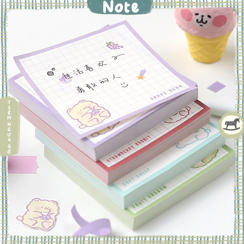 Tập 100 Note Sweet Pets Giấy Note Ghi Chú Cute Dễ Thương Trang Trí Bullet Journal - Tiệm Ngựa Gỗ