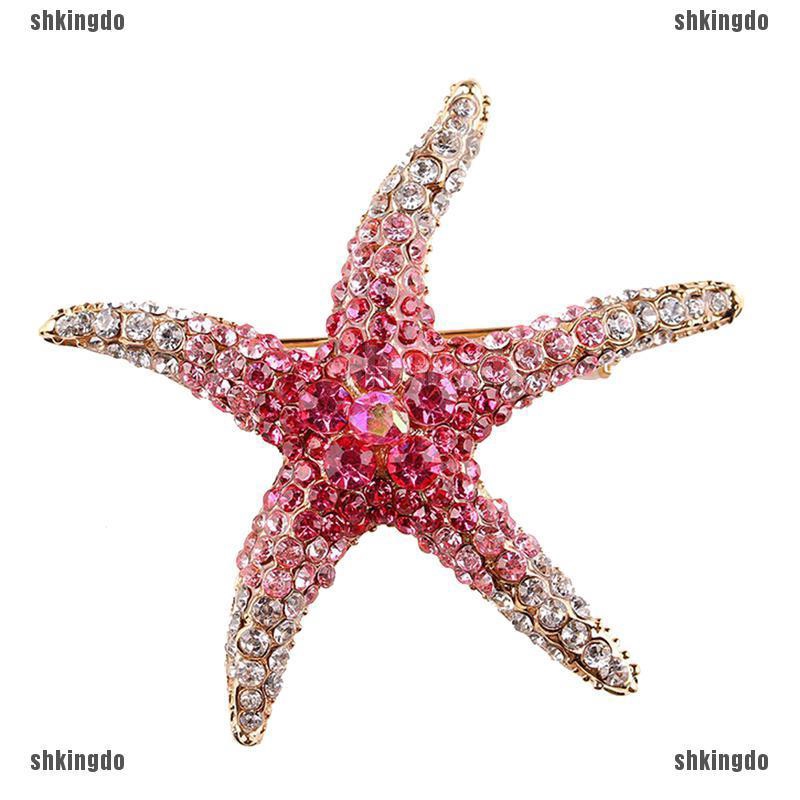 Trâm cài áo hình sao biển đính pha lê 3 màu thanh lịch