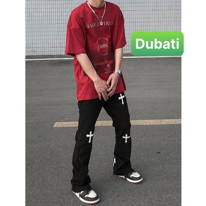 QUẦN BAGGY JEAN NAM CHẤT BÒ ĐEN THÊU THẬP GIÁ KIỂU HÀN QUỐC SEOUL BD-1285 PHONG CÁCH SÀNH ĐIỆU - DUBATI FASHION