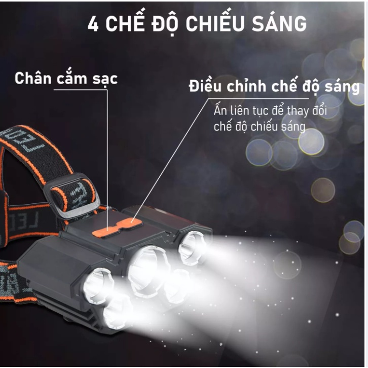 Đèn pin đội đầu siêu sáng | Đèn pha led đeo đầu | Gọn nhẹ, Chắc chắn, Ánh sáng xa, Dễ đeo thuận tiện cho các hoạt động