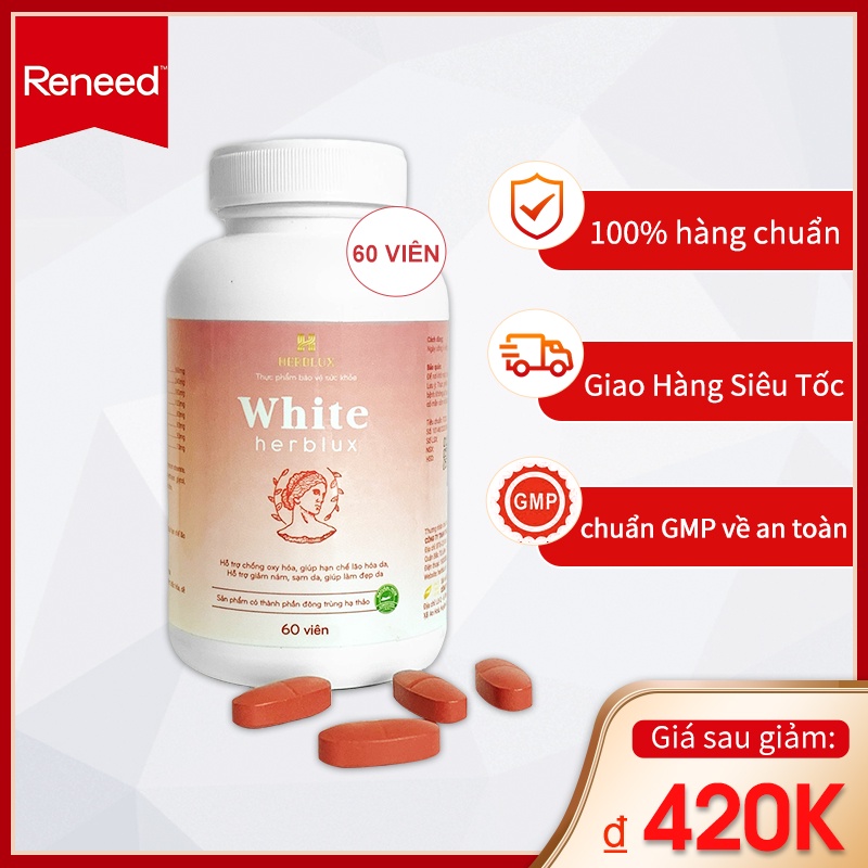 Viên uống trắng da WHITE HERBLUX chống lão hóa collagen làm đẹp da giảm thâm nám