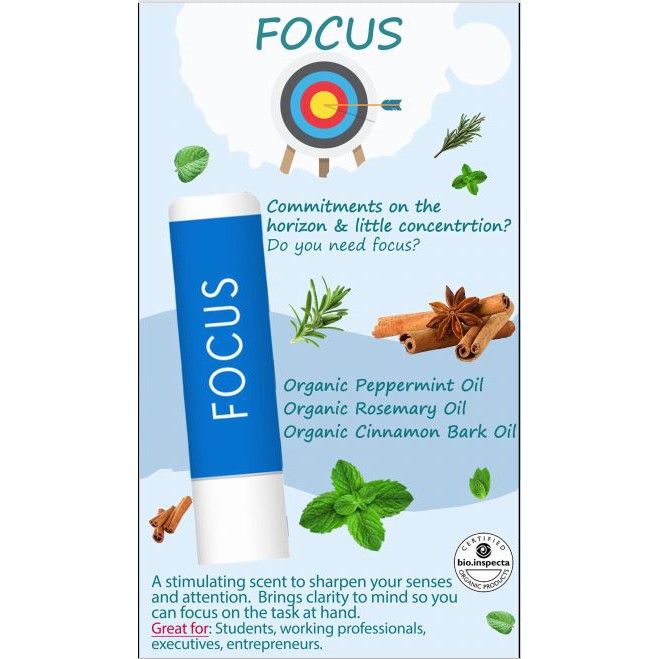 AromaStick Focus - Dụng cụ hít tinh dầu hữu cơ 10g