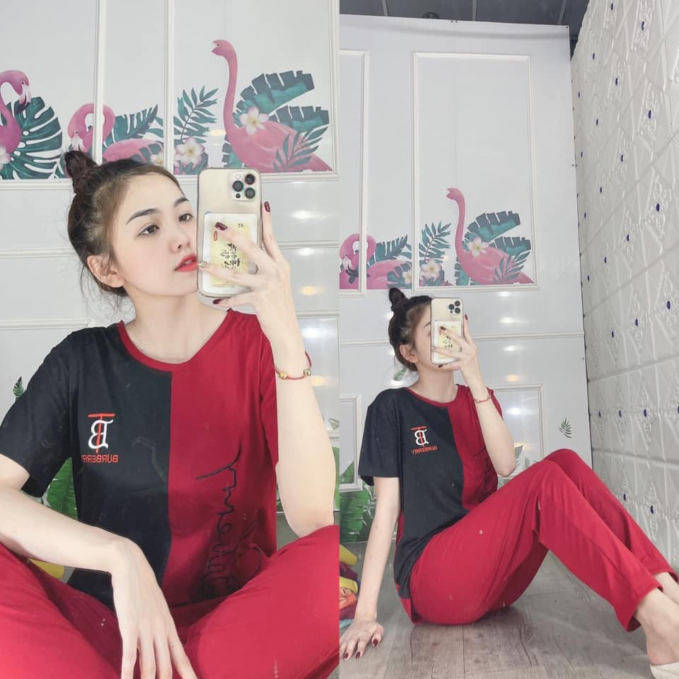 Set Cotton Nữ - Phối Màu Áo Lạ Mắt - Logo Thêu - SP Y Hình