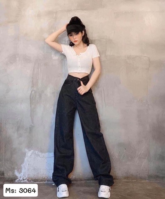 [Có size đại] Quần jean ống rộng mã 4, hình thật ảnh sàn và mẫu mặc | BigBuy360 - bigbuy360.vn