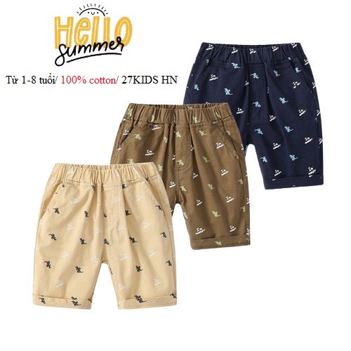 Quần Kaki bé trai WELLKIDS quần short cho bé họa tiết thể thao hàng xuất Âu Mỹ QATE 529