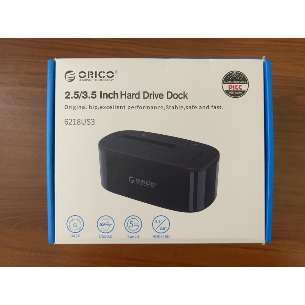 Đế Dock ổ cứng 1 khay 3.5''/ 2.5'' USB 3.0 ORICO 6218US3-BK