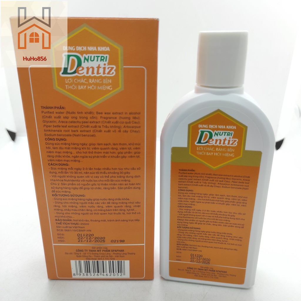 Nước Súc Miệng Nutri Dentiz - Răng Bền, Lợi Chắc, Thổi Bay Hôi Miệng - 250ml