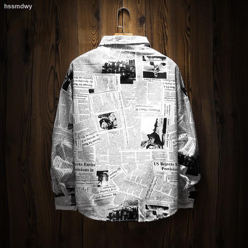 Áo Khoác Sơ Mi Tay Dài Dáng Rộng In Hình Tờ Báo Kiểu Hàn Quốc Cá Tính Cho Nam | BigBuy360 - bigbuy360.vn