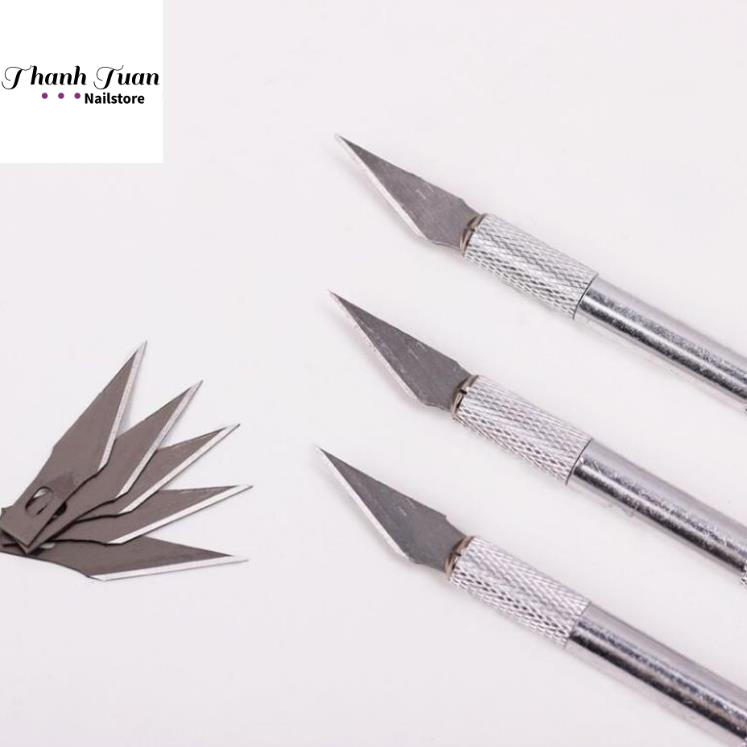 Dao cắt bột nail inox (tặng kèm 5 lưỡi dao)  - Phụ kiện đồ nail
