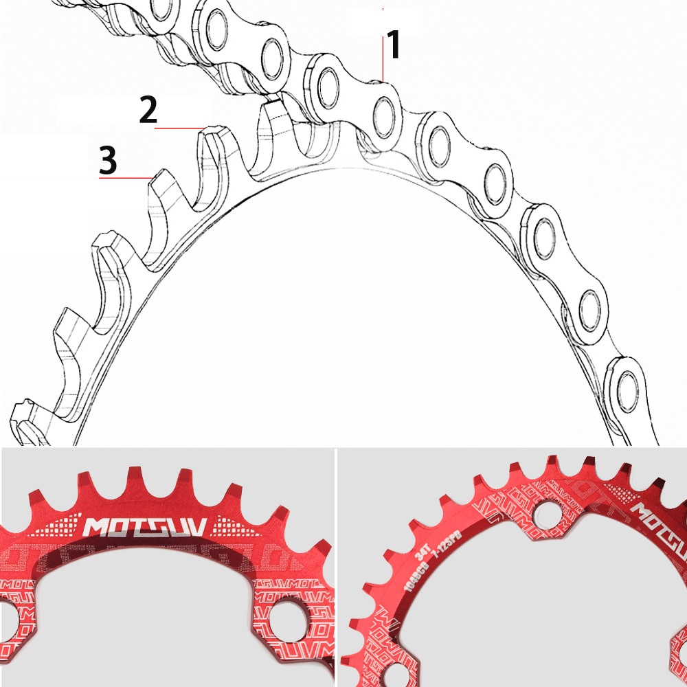 Đĩa răng cưa hình oval 32T 34T 36T 38T 104BCD chuyên dụng cho xe đạp leo núi