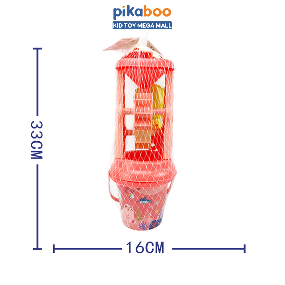 Đồ chơi đi biển xúc cát cao cấp Pikaboo chất liệu nhựa an toàn chơi guồng cát hay với hạt muồng cho bé từ 3 tuổi