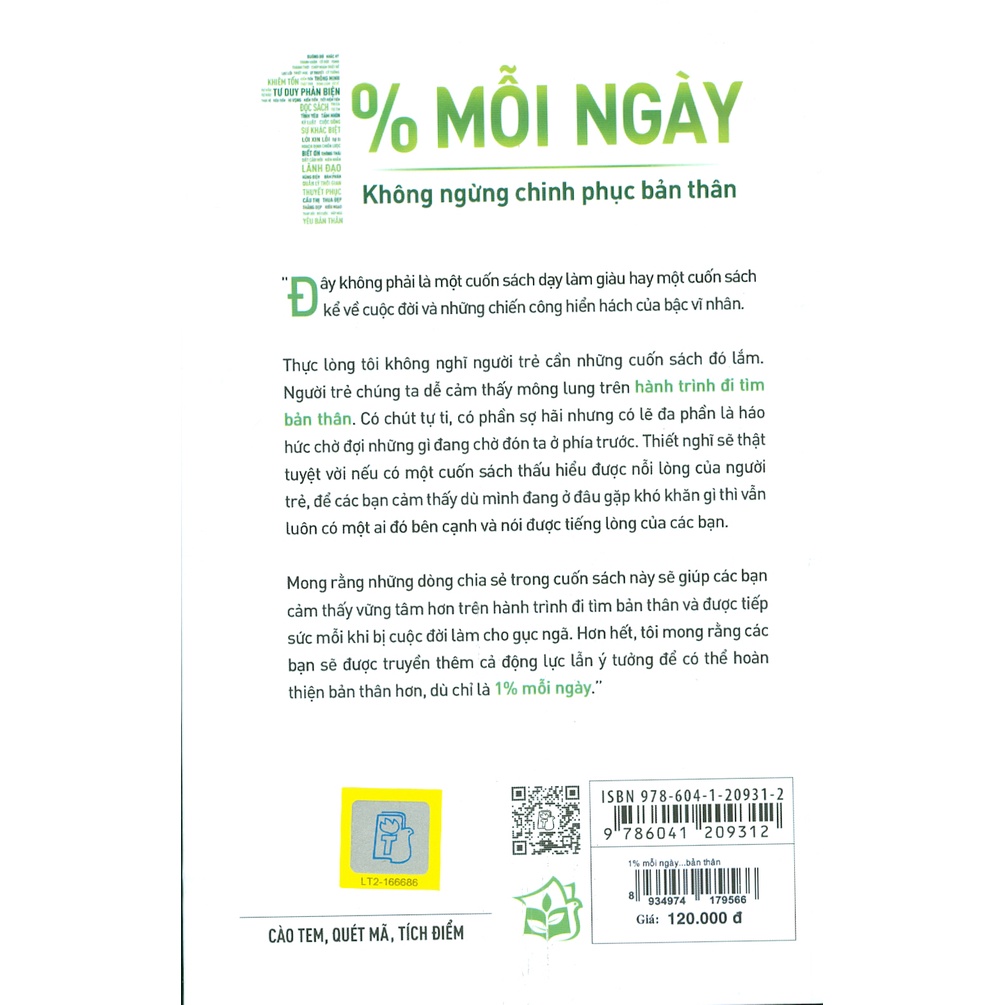 Sách - 1% Mỗi Ngày - Không Ngừng Chinh Phục Bản Thân