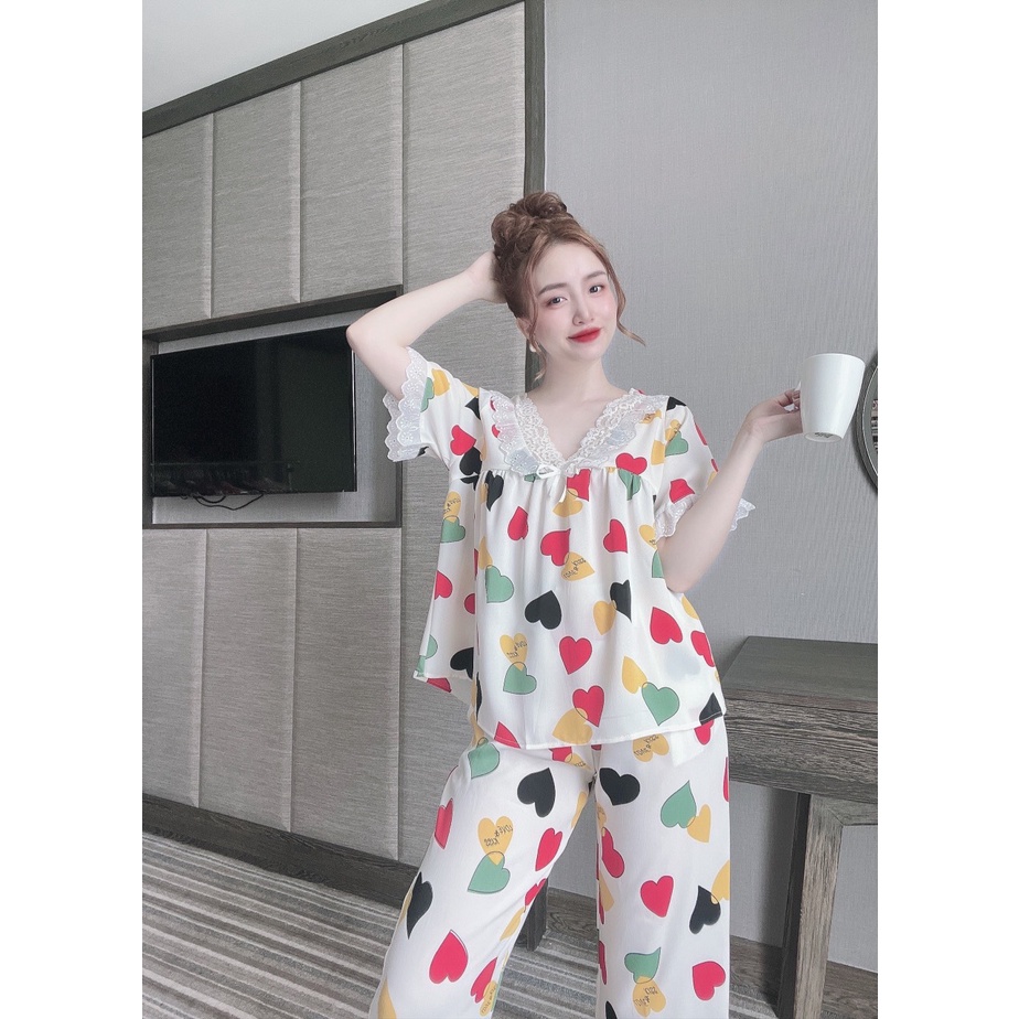 Đồ Mặc Nhà Pijama Lụa Mango LỬNG Freesize - HÀNG CAO CẤP