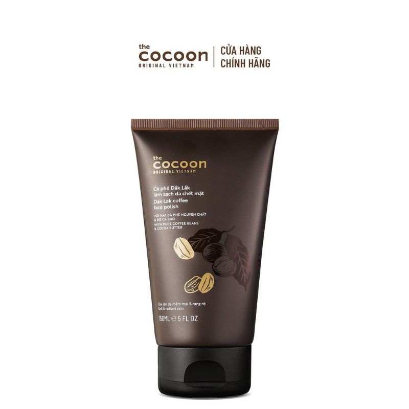 tẩy tế bào cho da mặt cocoon từ cà phê đắk lắk, cacao tiền giang giúp da mặt mịn màng