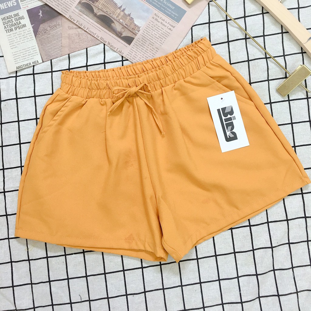 Quần short nữ Bingshop cạp chun vải kaki nhiều màu | BigBuy360 - bigbuy360.vn