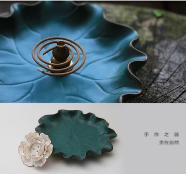 Đế nhang đốt trầm hương hình hoa sen mang lại cảm giác thư giãn- trang trí và trưng bày, quà tặng, chất liệu men sứ
