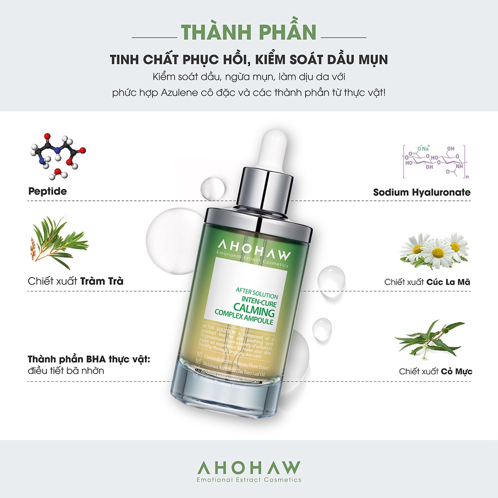 Tinh Chất Dưỡng Ẩm Ahohaw After Solution Inten Cure Calming Phục Hồi, Làm Dịu Da, Ngăn Ngừa Mụn