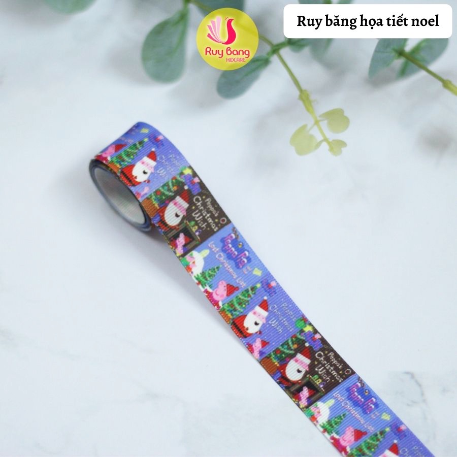 Ruy băng hình noel - dùng là nơ trang trí cây thông, dây buộc trang trí hộp quà noel, dây làm phụ kiện kẹp tóc