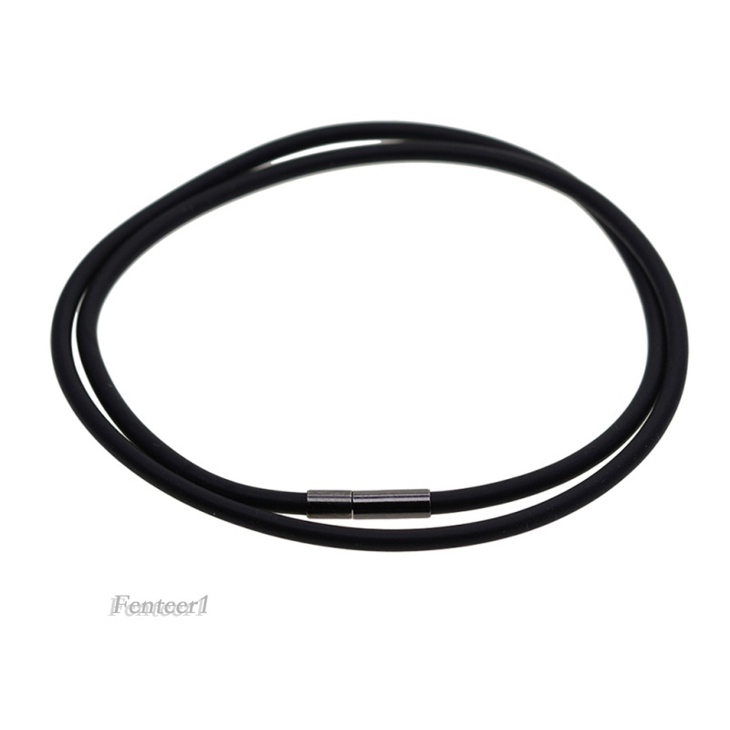 [Fenteer1] Vòng Cổ Cao Su Đen 2x3mm Có Khóa Cài Đồng 50cm