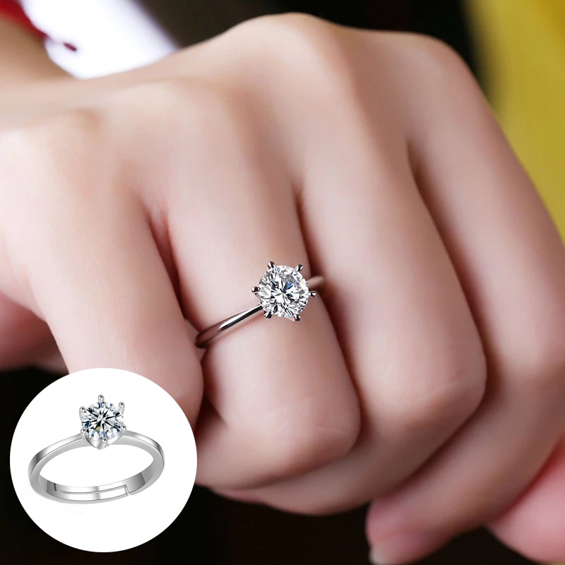 Nhẫn đeo tay đính đá giả kim cương có thể điều chỉnh thời trang sang trọng