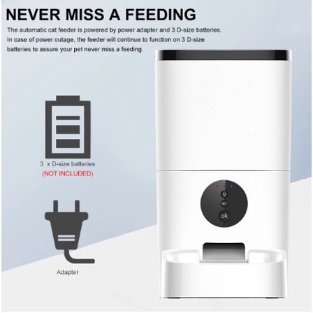 Máy tự động cho chó mèo ăn có tuya smart 6, camara, máy  tự động cho thú cưng ăn, nhả hạt