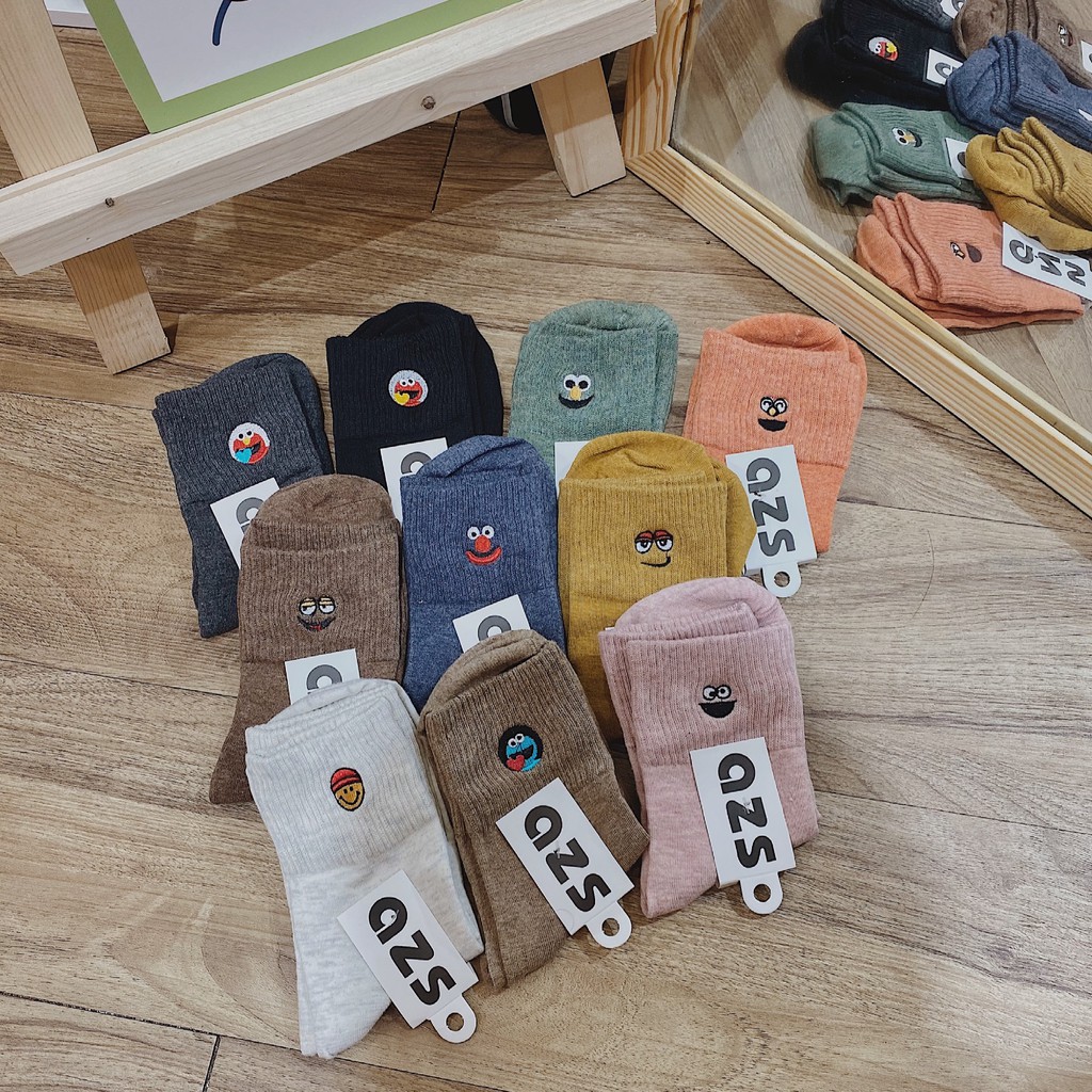 [Tiệm vớ cô Lam] Tất vớ thêu icon mặt cười nam nữ cổ cao
