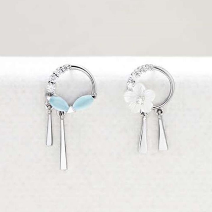 Bông tai bạc dành cho nữ khuyên tròn đính đá sang trọng MEZI Jewelry - ATJ7030B