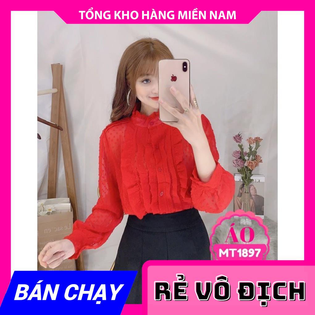 ÁO KIỂU CÔNG SỞ MT1897 ⚡ẢNH THẬT⚡HÀNG ĐẸP⚡ ÁO SƠ MI VOAN ⚡ ÁO KIỂU PHỐI BÈO  MY