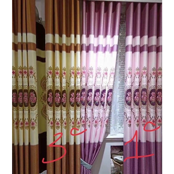 Rèm vải gấm thêu nổi cao cấp may sẵn nhiều kích thước