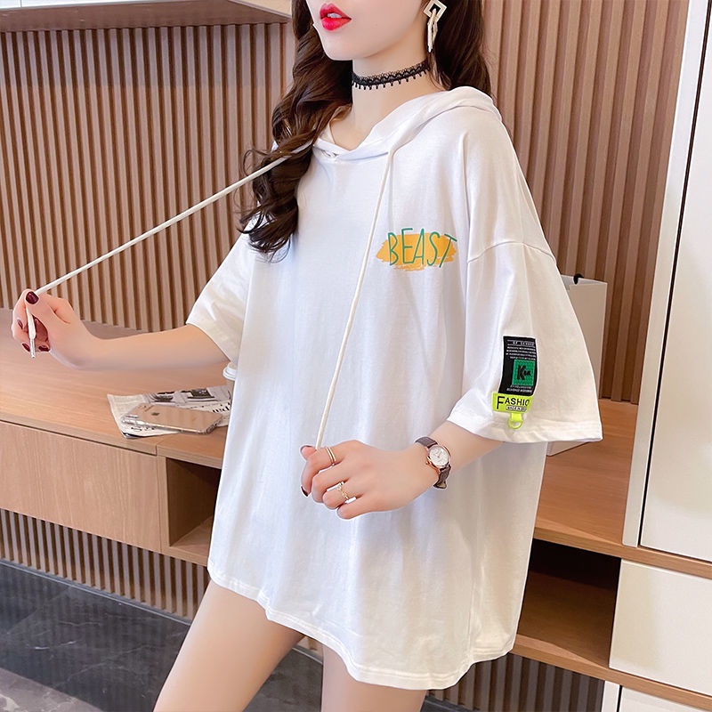 Áo Hoodie Tay Ngắn Dáng Rộng Phong Cách Phương Tây Thời Trang Cho Nữ 6.5