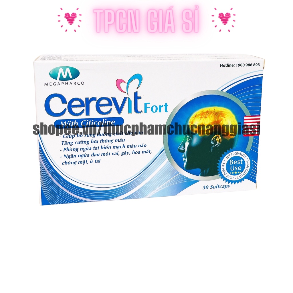 Viên Uống Bổ Não Cerevit Fort Hoạt Huyết Dưỡng Não, Tăng Cường Tuần Hoàn Não – Hộp 30V