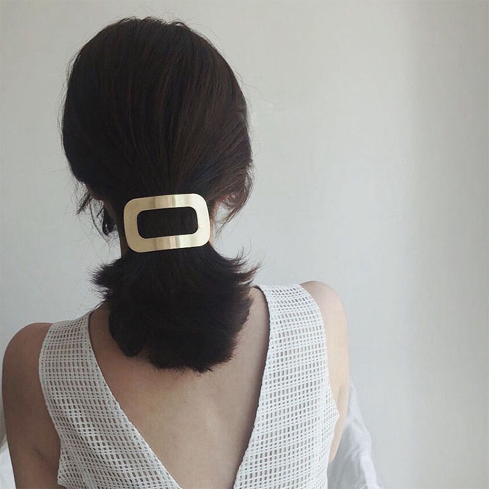Kẹp tóc kim loại kiểu dáng hình học thời trang độc đáo