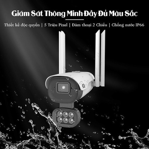 Camera Wifi 4 Râu 5.0Mpx Ngoài Trời Siêu Nét - Nhận Diện Khuôn Mặt, Chống Ngược Sáng, Ban Đêm Có Màu, Bảo Hành 5 Năm