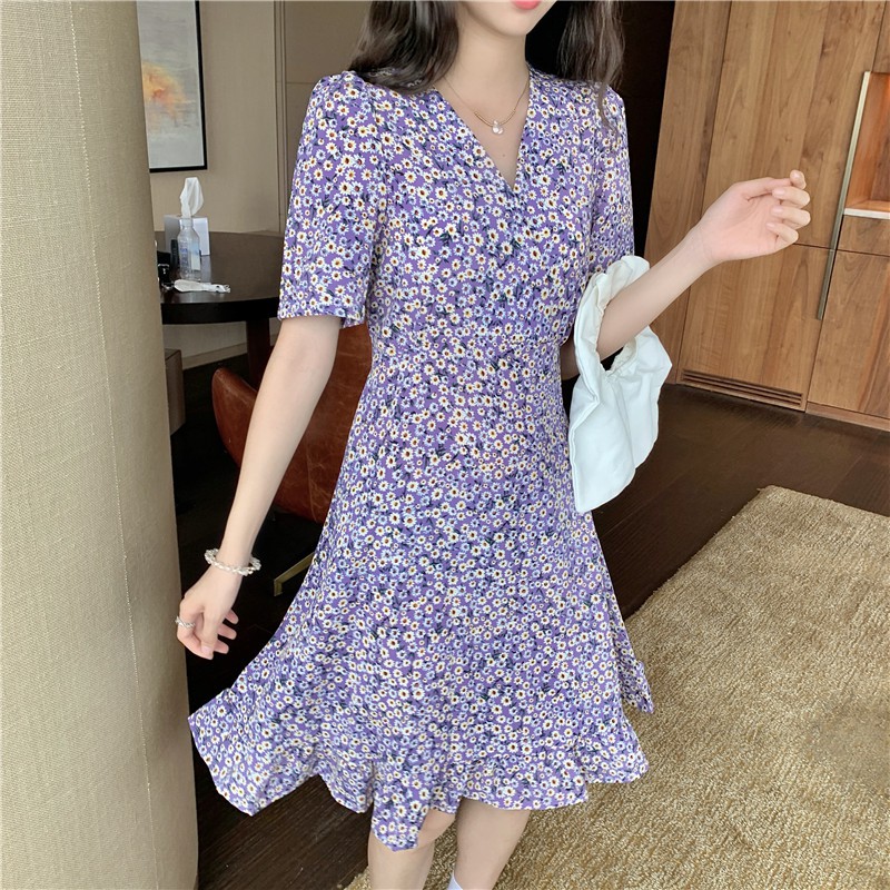 Đầm In Hoa Tay Ngắn Thiết Kế Thời Trang Dành Cho Nữ | BigBuy360 - bigbuy360.vn