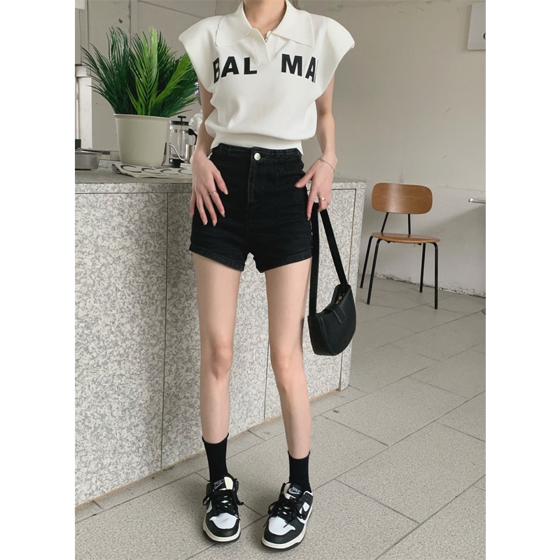 Áo Thun polo Kẻ Sọc In Chữ Phong Cách retro Hàn Quốc Trẻ Trung