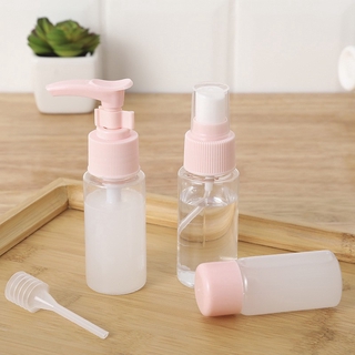 Portable travel cosmetics bottling set