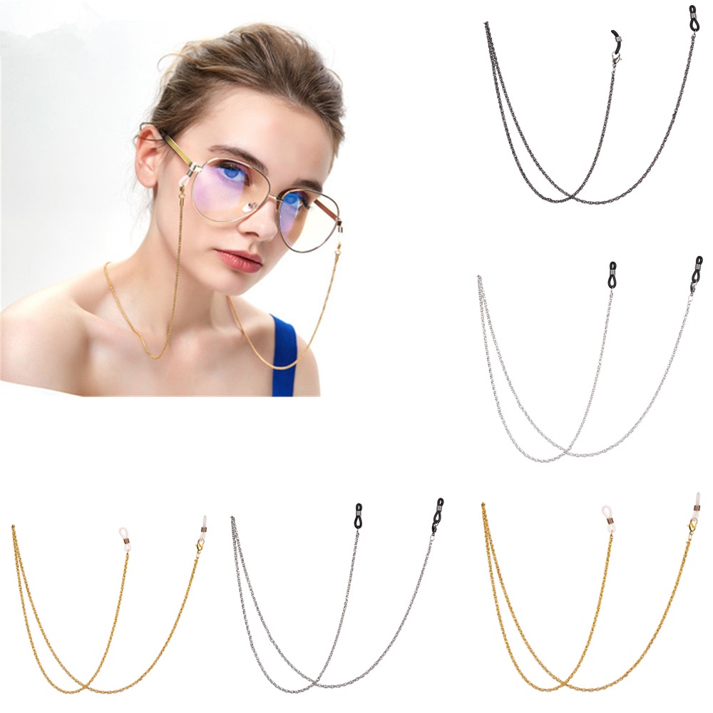 Dây đeo sợi xích gắn kính mắt bằng kim loại chống trượt thời trang Vintage nhiều màu cho nam nữ