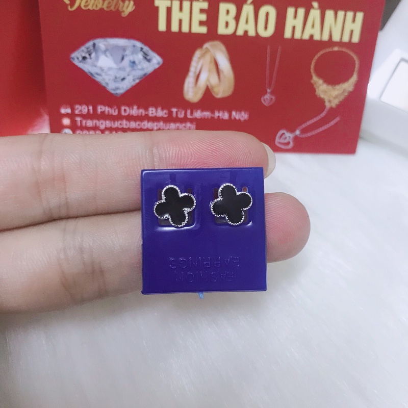 FREESHIP Khuyên Tai Nữ, Bông Tai Bạc Hình Cỏ Bốn Lá Cá Tính, Mang Lại May Mắn