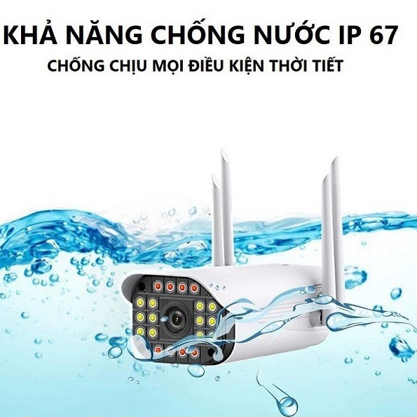 Camera wifi 4 râu 20 đèn 3.0 MPX góc rộng ban đêm có màu - Camera yoosee ngoài trời kèm thẻ nhớ yoosee | BH 12 Tháng